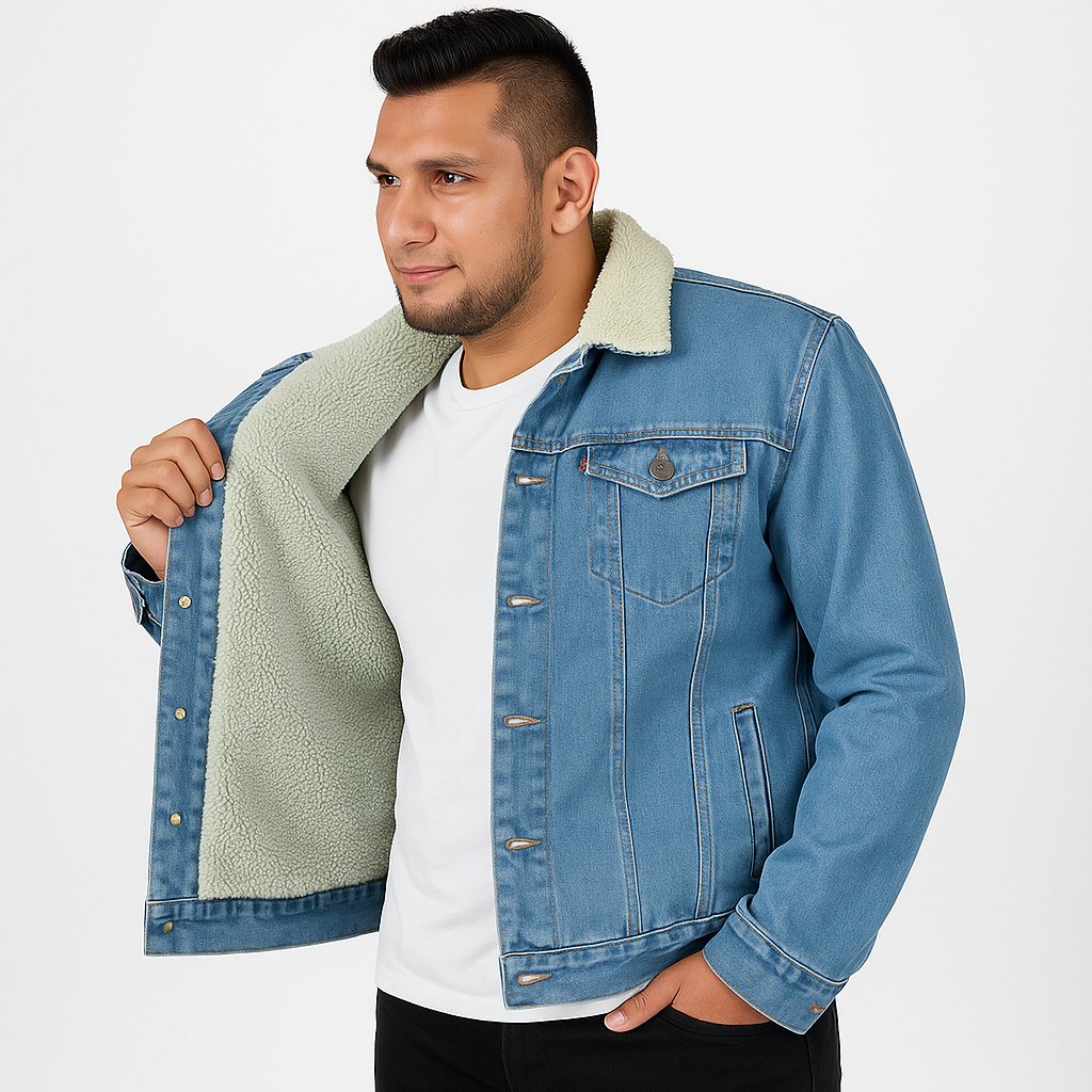 Chaqueta en jean con ovejero T68A