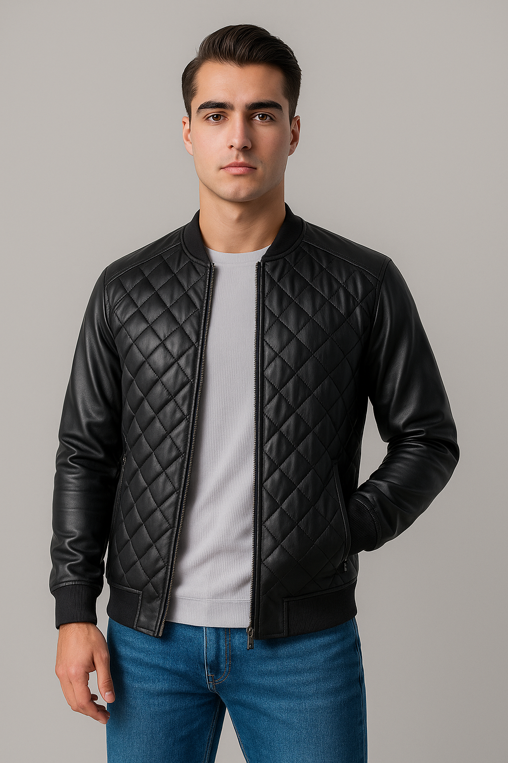Chaqueta cuero textil piloto  T37