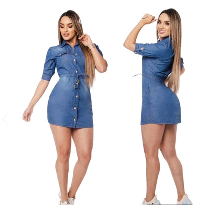 Vestido en jean H168B Flor
