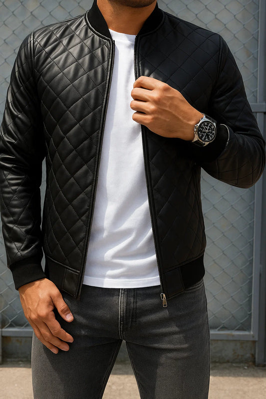 Chaqueta cuero textil piloto  T37